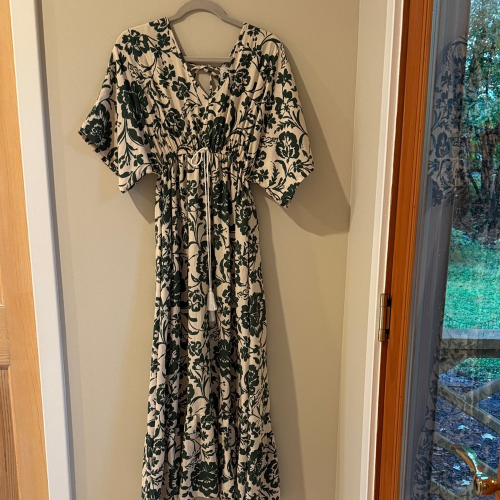 Elegant Green Floral Maxi Dress